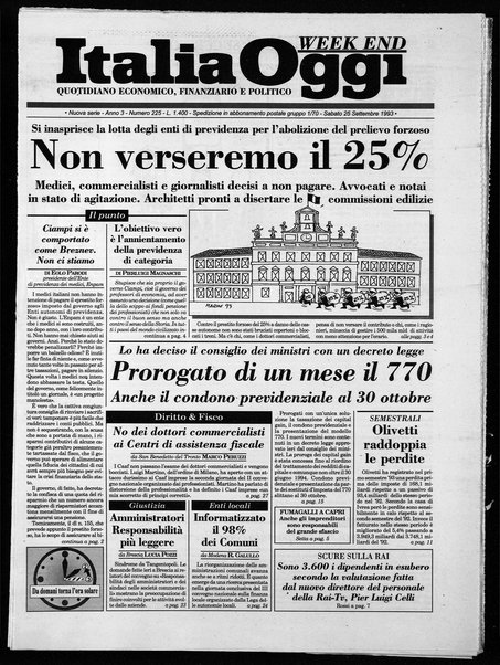 Italia oggi : quotidiano di economia finanza e politica